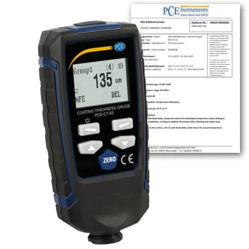 Material Coating Thickness Meter PCE-CT 65-ICA incl. ISO Calibration Certificate Material Coating Thickness Meter PCE-CT 65-ICA incl. ISO Calibration Certificate