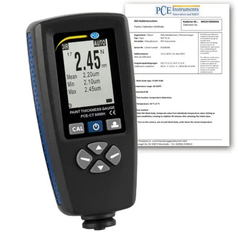 Material Thickness Meter PCE-CT 5000H-ICA incl. ISO Calibration Certificate Material Thickness Meter PCE-CT 5000H-ICA incl. ISO Calibration Certificate
