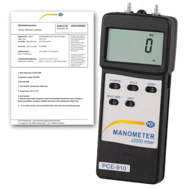 Differential Pressure Manometer PCE-917-ICA Incl. ISO Calibration Certificate Differential Pressure Manometer PCE-917-ICA Incl. ISO Calibration Certificate