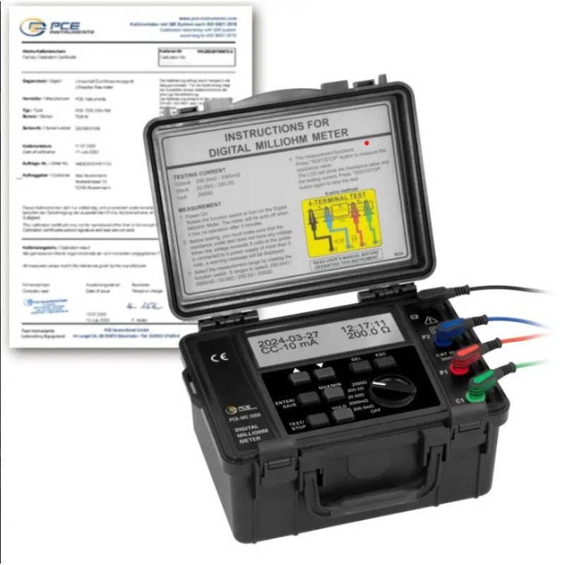 Milliohmmeter PCE-MO 2006-ICA incl. ISO calibration certificate Milliohmmeter PCE-MO 2006-ICA incl. ISO calibration certificate