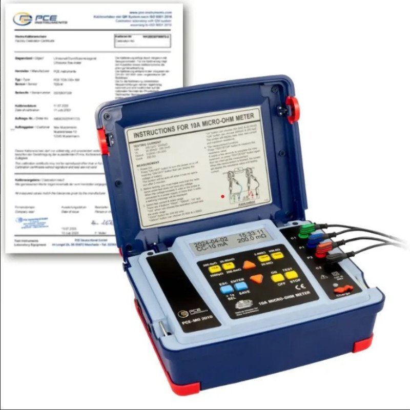 Milliohmmeter/Micro-Ohmmeter PCE-MO 2010-ICA incl. ISO calibration certificate Milliohmmeter/Micro-Ohmmeter PCE-MO 2010-ICA incl. ISO calibration certificate
