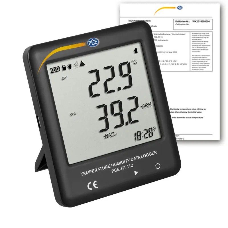 Data Logger for Temperature and Humidity PCE-HT 112-ICA Inc ISO Calibration Cert