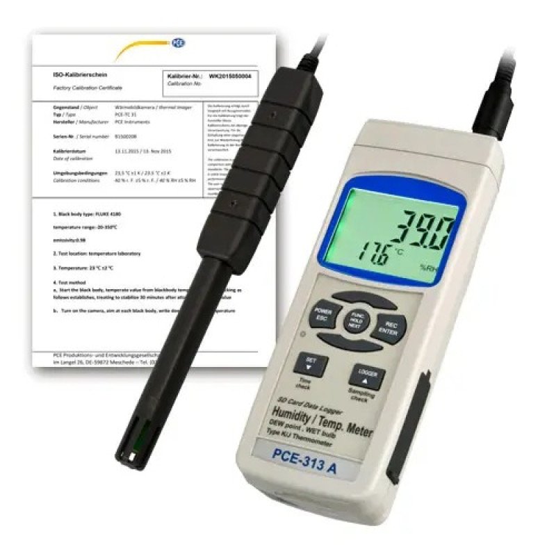 Data Logger for Temperature and Humidity PCE-313A-ICA incl. ISO Calibration Cert