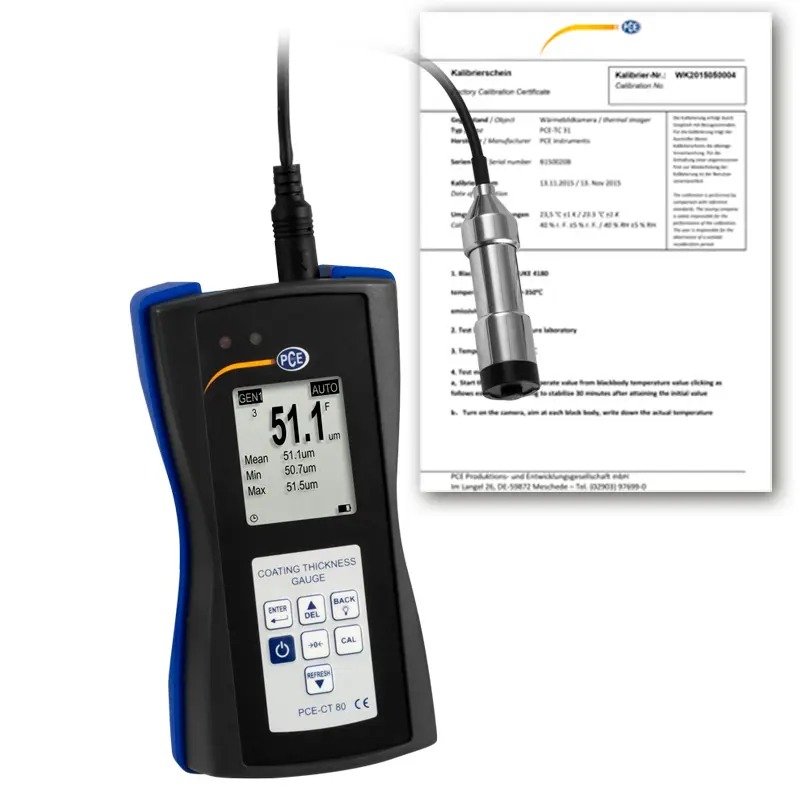 Material Thickness Meter PCE-CT 80-FN1D5-ICA incl. ISO Calibration Certificate Material Thickness Meter PCE-CT 80-FN1D5-ICA incl. ISO Calibration Certificate