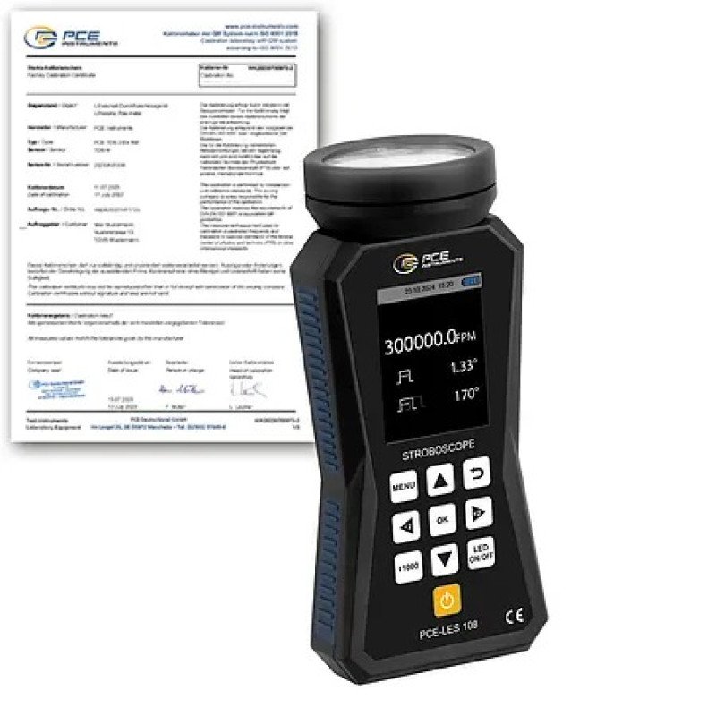 Handheld Tachometer PCE-LES 108-ICA incl. ISO-Calibration Certificate