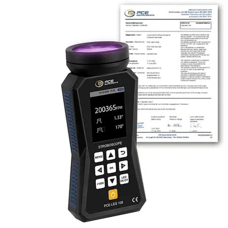 Handheld Tachometer PCE-LES 108UV-365-ICA incl. ISO-Calibration Certificate