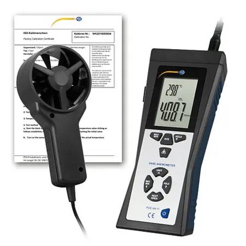 Air and Temperature Meter PCE-VA 11-ICA incl. ISO Calibration Certificate