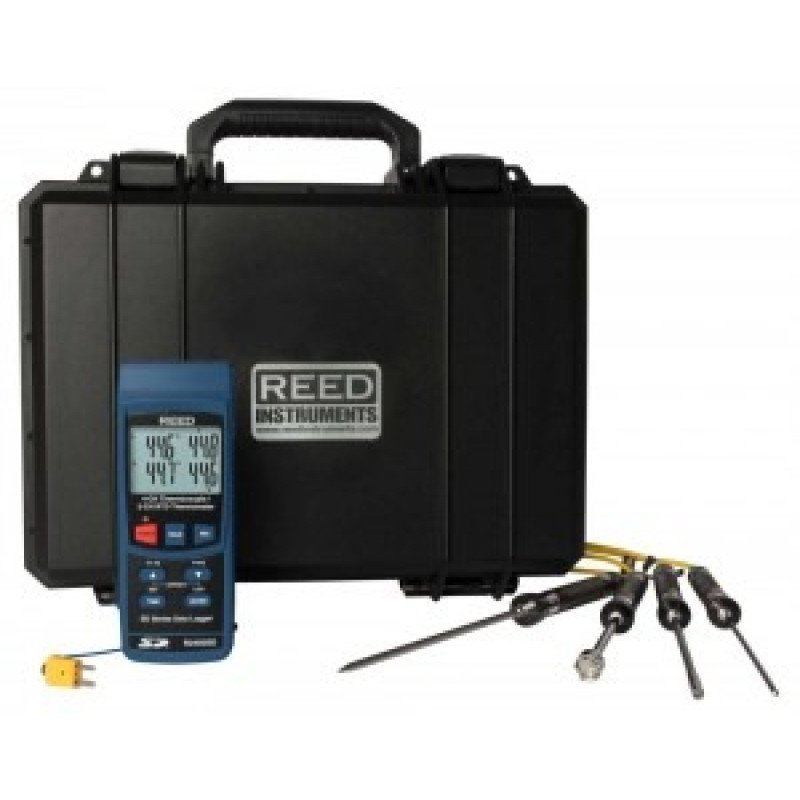  Data Logging Thermometer with 4 Type-K Thermocouple Probes and Carrying Case