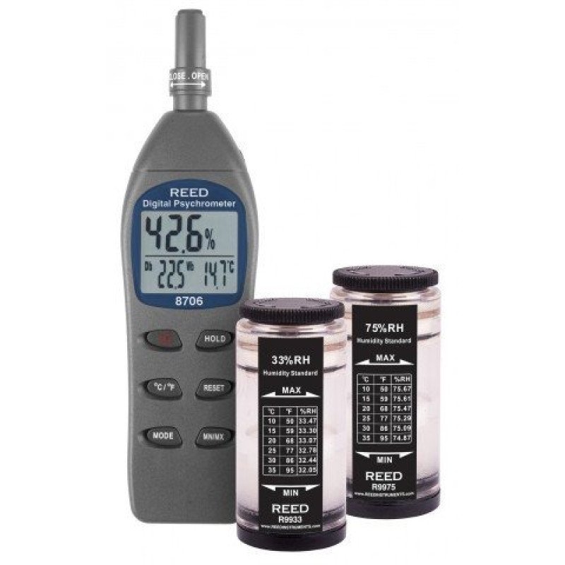 Psychrometer with Humidity Calibration Standards