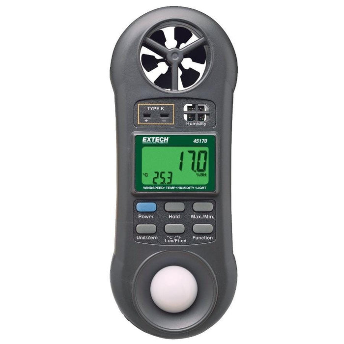 Extech 45170: Hygro-Thermo-Anemometer-Light Meter