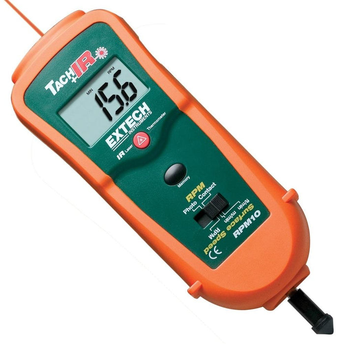 Extech RPM10: Photo/Contact Tachometer with built-in InfraRed Thermometer